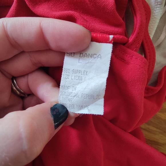 So Danca Crisscross Strap Red Dance Leotard - Picture 3 of 3